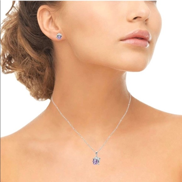 Dolphin Genuine Amethyst Sterling Silver Set - Picture 3 of 3